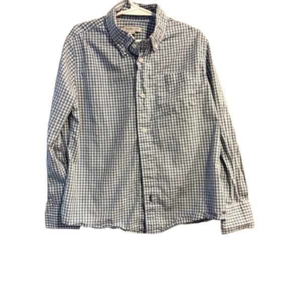 Crewcuts Blue and White Gingham Button-Down Shirt size 8 - Picture 1 of 4